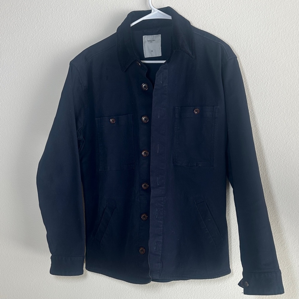Percival Men's Corduroy Collar Chore Jacket, Navy, Size M